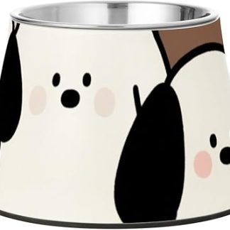Милая мультяшная собачка, миска для еды Happy Dogs с подставкой, из нержавеющей стали, приподнятая миска для средних собак, не боящаяся усов.