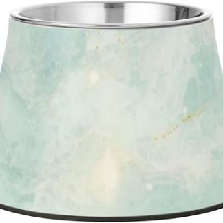 Миска для кормления домашних животных из мрамора зеленовато-золотистого цвета с подставкой, из нержавеющей стали, для мелких питомцев, обеспечивающая медленное поедание пищи.