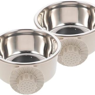 Подвесные миски Sosoport из нержавеющей стали (2 шт.) для средних и крупных собак. Нескользящие и устойчивые к ржавчине. Легко устанавливаются и чистятся. Миски для воды и еды для домашних животных.