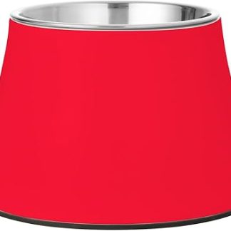 Флуоресцентная красная миска для собачьего корма на подставке из нержавеющей стали для медленного поедания пищи вашими любимыми питомцами.