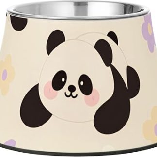 Милая мультяшная белая панда, миска для еды и воды для собак, модернизированная миска из нержавеющей стали для маленьких питомцев, успокаивающая усы.