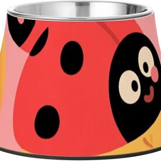 Милая мультяшная красная миска для собак на подставке из нержавеющей стали для маленьких собак, обеспечивающая комфортное и медленное кормление.