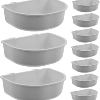 Набор подвесных мисок для воды и корма для домашних животных Toyvian, 15 штук, для клеток и манежей. Легкие и портативные, подходят для собак, кошек, кроликов и птиц. Серый цвет.