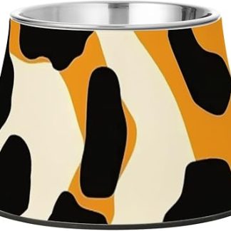 Миска для корма для собак Black and Oringe из нержавеющей стали с нескользящим покрытием, подходит для маленьких собак и собак с красивыми усами.