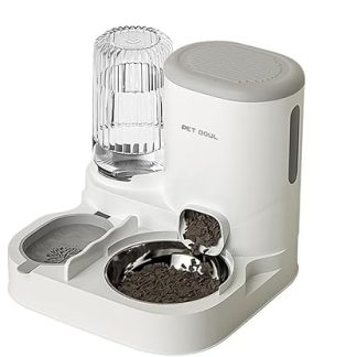 Автоматический дозатор корма для домашних животных, 2 в 1, контейнер для корма для собак и кошек, поилка, большая вместимость, миска для корма из нержавеющей стали для питомцев.