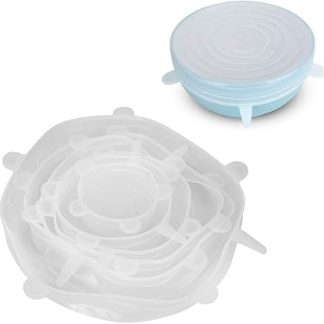 Набор из 6 универсальных силиконовых крышек для еды Yctze - герметичные крышки для чашек, мисок и блюд, термостойкие, удобны в использовании.