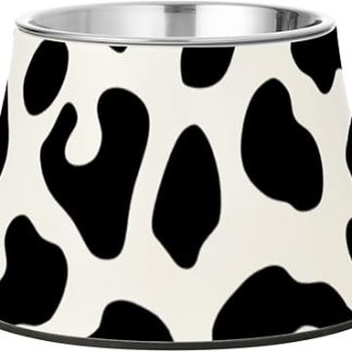 Минималистичные миски для корма для домашних животных с черно-белым леопардовым принтом, приподнятые над поверхностью, улучшенные миски из нержавеющей стали для кошек мелких пород, обеспечивающие медленное поедание пищи.