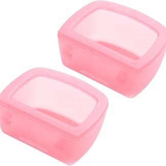 Набор из 2 мисок для собак для проволочных клеток или ящиков, герметичные, многофункциональные миски для воды и питья для маленьких собак, розовые.