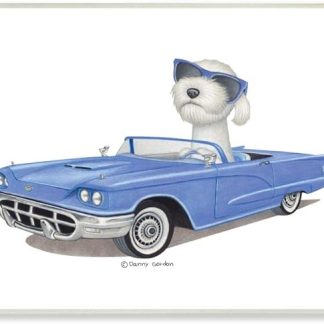 Stupell Industries Dog with Sunglasses in Blue Convertible Family Pet Wall Art, 10 x 15, White