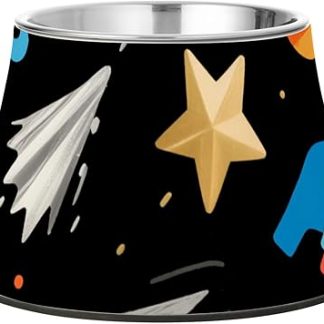 ROCKETS Moon Space Planet Dogs Food Bowls Non-Slip Stainless Steel Cat Dishes for Loving Pets Slow Eating Comedero Para Perros