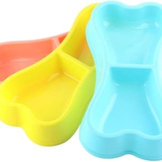 Happyyami Двойная миска для воды для мелких животных в форме собачьей кости.