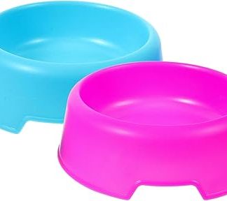 Набор из 2 пластиковых кормушек для домашних животных Toyvian ярких цветов, прочные и легко моющиеся, для воды и корма кроликов, собак и кошек. Практичные и милые для кормления питомцев.