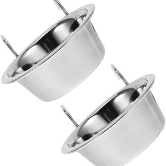 2 подвесные миски из нержавеющей стали для собак и щенков. Износостойкие, практичные миски для кормления и поения домашних животных. Легко чистятся и долговечны.