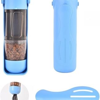 Многофункциональная дорожная бутылка для воды для собак 4 в 1 с диспенсером для пакетов для уборки за животными, портативный поилка для домашних животных для использования на открытом воздухе.