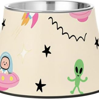 Мультяшные космические корабли, ракеты, инопланетяне, миски для кормления собак, нескользящие миски из нержавеющей стали для кошек средних пород, средство для снятия раздражения усов.