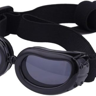 Outdoor Dog Sunglasses Anti-UV Eye Protection Goggles Waterproof Windproof Anti-Fog for Small Pet Puppy Cat (Black)