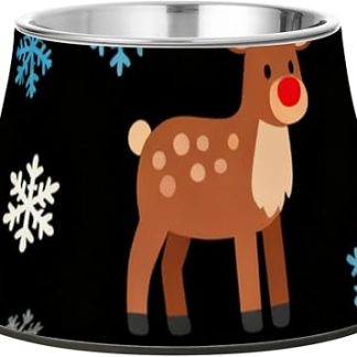 Зимние миски для кормления собак в виде оленя и снежинки, черные, нескользящие, из нержавеющей стали, приподнятые миски для кошек, для любимого питомца, средство для снятия напряжения в усах, Plato Para Perros Para Comer Lento