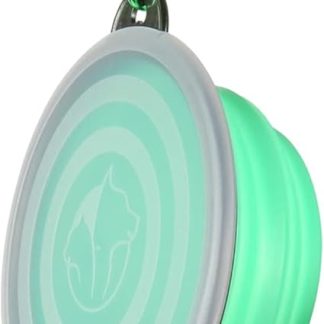 Складная миска для собак с держателем для бутылки, безопасная для пищевых продуктов, складная миска для домашних животных, складная миска для домашних животных, для путешествий и отдыха на природе, зеленая.