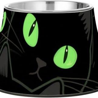 Милая мультяшная черная кошка. Счастливого Хэллоуина! Миска для еды и воды для собак. Улучшенная миска из нержавеющей стали для маленьких питомцев, чтобы они ели медленно.