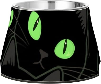 Милая мультяшная черная кошка. Счастливого Хэллоуина! Миска для еды и воды для собак. Улучшенная миска из нержавеющей стали для маленьких питомцев, чтобы они ели медленно.