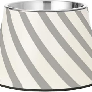 Полосатые серые миски для кормления собак из нержавеющей стали с приподнятой чашей для медленного кормления, обеспечивающие комфортное кормление.