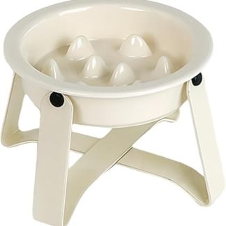 Миска для медленного кормления, для формирования здоровых привычек питания, 15,6/15,6/9,7 см, керамическая миска с металлическим покрытием, предотвращающая удушье, приподнятая миска-кормушка на железной подставке, легко моется.