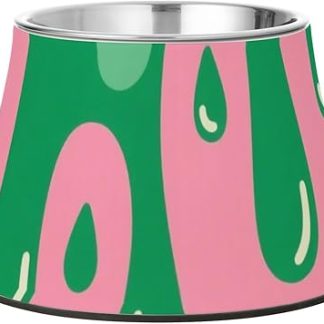 Эстетичное произведение искусства: красочная миска-кормушка для собак с подставкой, миска для корма для кошек из нержавеющей стали, для маленьких питомцев, для медленного поедания. plato para perro