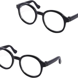 2Pcs Black Pet Dog Cute Glasses Clear Lens Retro Glasses Photo Props Transparent Cat Sun Glasses for Small Dogs Cats Cosplay Costume Dog Sunglasses