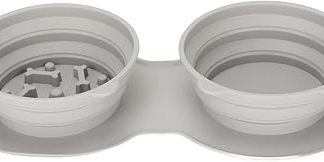 Складная миска для собак | Утолщенная силиконовая настенная миска для домашних животных | Безопасная конструкция для медленного кормления, идеально подходит для походов и кемпинга.