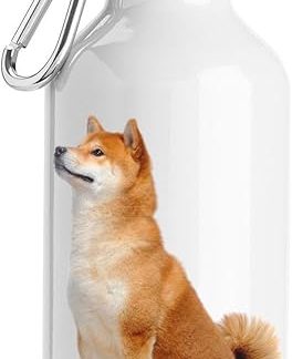 Дорожная бутылка для воды Side Look для собак породы сиба-ину, белая.