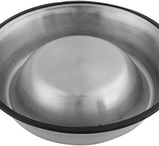 Универсальная миска для домашних животных из нержавеющей стали с резиновым основанием, зеркальная полировка, плоское дно предотвращает проливание, подходит для собак и кошек, легко моется.
