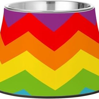 Миска для корма и воды для собак с цифровым рисунком «Радуга», нескользящая, из нержавеющей стали, для кошек, медленного кормления, безопасная для усов.