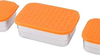 Контейнеры для еды Aramox из нержавеющей стали 304 с силиконовыми крышками, объемы 230 мл и 720 мл, для обеда и перекусов.