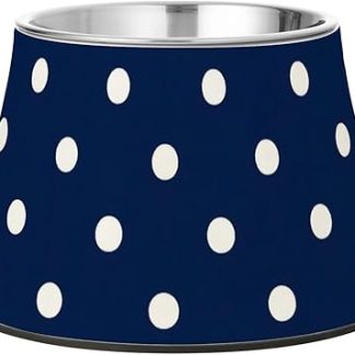 Поднятая миска для воды для собак в синюю точку, из нержавеющей стали, для кошек, кроликов, птиц и собак.