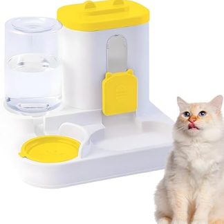 Диспенсер для кошачьего корма и воды, 2 в 1, предотвращает перелив, подходит для кошек, собак и кроликов. Внутренний расширитель.