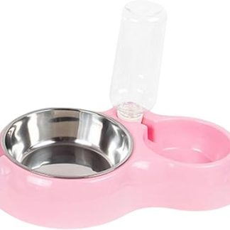 Набор мисок для воды и еды для домашних животных: кролика, котенка, с нескользящим дном, двойные миски для кошки, собаки, розовые.