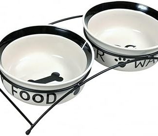 Набор мисок Trixie 24641 с ручкой, 2 x 0,6 л, черно-белый