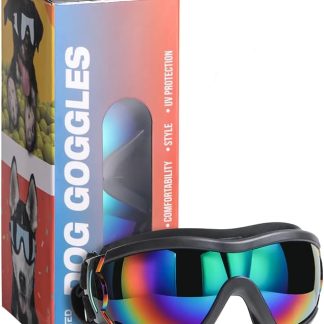 NVTED Dog Sunglasses Dog Goggles, UV Wind Dust Fog Protection Pet Glasses Eye Wear with Adjustable Strap for Medium or Large Size (Laser)