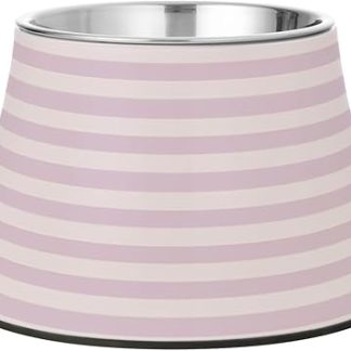 Миска для корма и воды для собак с фиолетовыми вертикальными полосами, изготовленная из нержавеющей стали, приподнятая над поверхностью воды, идеально подходит для кошек, которые едят медленно.