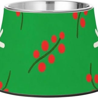 Миска для собак Счастливого Рождества с белой снежинкой и остролистом, нескользящая подставка из нержавеющей стали для собак средних размеров, для медленного кормления.