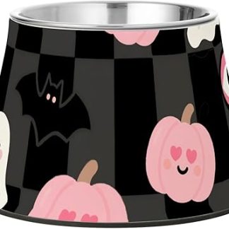 Розовые миски для кормления собак в форме тыквы на Хэллоуин, нескользящая миска из нержавеющей стали для кормления кошек, для медленного приема пищи.
