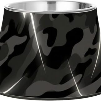 Камуфляжная черно-белая миска для собачьего корма с молнией, приподнятая, из нержавеющей стали, для кошек и птиц. plato para perros con ansiedad