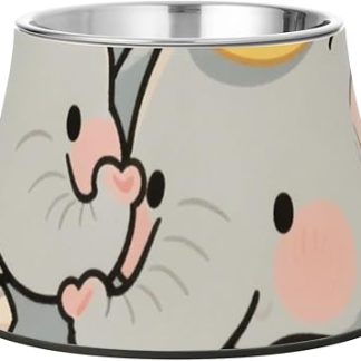 Милые мультяшные миски для кормления собак в виде слонов серого цвета, нескользящие, из нержавеющей стали, приподнятые миски для кошек, удобные для медленного кормления собак.