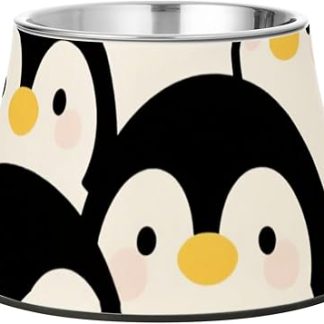 Милая мультяшная миска для воды в виде пингвина, зимняя миска для животных, нескользящая миска для кошачьего корма из нержавеющей стали для маленьких собак, миска для облегчения боли в усах.