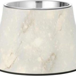 Миска-кормушка для собак из белого золотистого мрамора, нескользящая, из нержавеющей стали, для собак, кошек, кроликов, птиц, для снятия усталости.