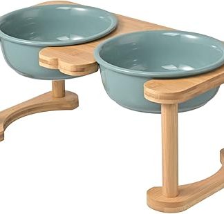 Керамическая миска для корма для собак и кошек SPUNKYJUNKY (800 мл, темно-зеленая)