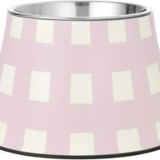 Розовая клетчатая миска для корма для собак, нескользящая, из нержавеющей стали, подходит для маленьких собак, не боится усов.