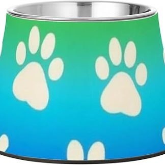 Красочные миски для собак с радужными отпечатками лап, нескользящая подставка из нержавеющей стали для медленного кормления кошек, удобная подставка для медленного кормления собак.