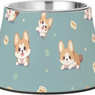 Симпатичная мультяшная коричневая миска для собак, нескользящая миска из нержавеющей стали для медленного кормления и комфортного кормления.