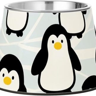 Милая миска для воды в виде пингвина, черно-бело-голубая миска для собак, приподнятая миска из нержавеющей стали для домашних животных, миска для кошек, медленное кормление, медленное поедание, Plato Para Gatos